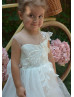 Ivory Lace Tulle Stunning Flower Girl Dress With Detachable Train